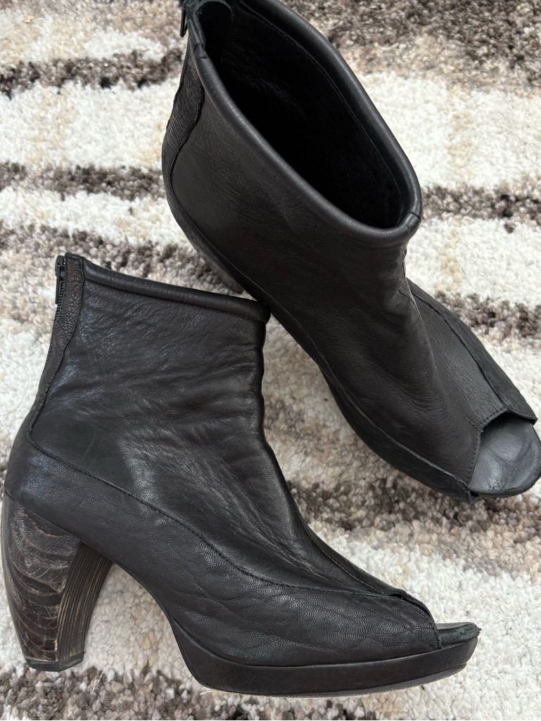 Calleen Cordero Black Peep Toe Boots